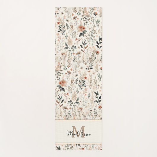 Tiny Flowers Rustieke Chique Patroon Naam Monogram Yogamat (Voorkant)