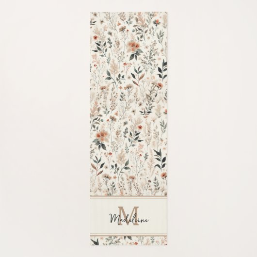 Tiny Flowers Rustieke Chique Patroon Naam Monogram Yogamat (Achterkant)