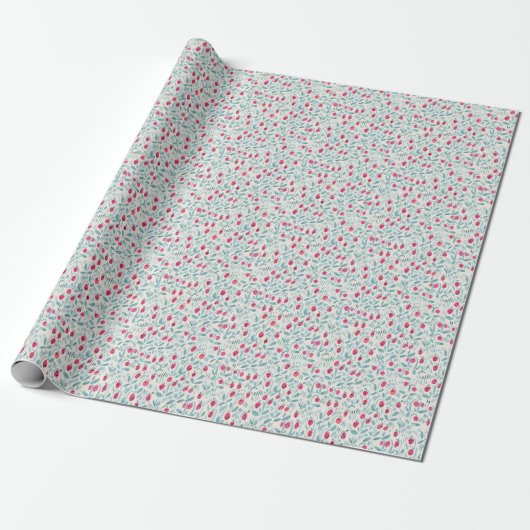 Tiny Flowers: Waterverf naadloos Cadeaupapier (Uitgerold)