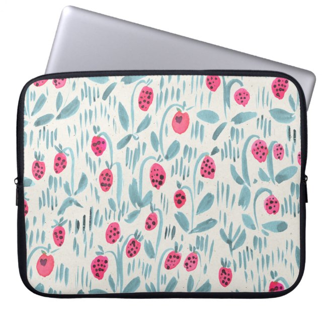 Tiny Flowers: Waterverf naadloos Laptop Sleeve (Voorkant)
