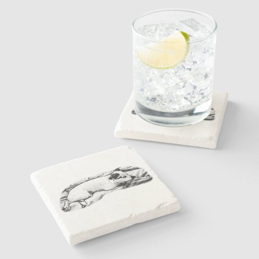 Tiny Gallery: Bedtime Terrier Dots Stenen Onderzetter (Zijkant)