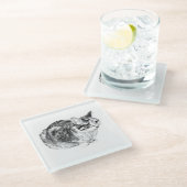 Tiny Gallery: Tabby op Kussen Glazen Onderzetter (Schuin)