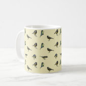 Tiny Garden Birds Pattern on Beige Koffiemok (Voorkant links)