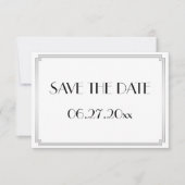 Tiny Gatsby Art Deco Silver Wedding Save the Date (Voorkant)