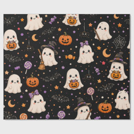 Tiny Ghost Halloween | Schattige Kawaii Griezels S Cadeaupapier