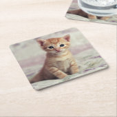 Tiny Ginger Kitten Kartonnen Onderzetters (Schuin)