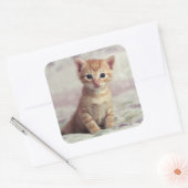 Tiny Ginger Kitten Vierkante Sticker (Envelop)