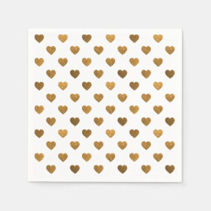 Tiny Gold Glittered Hearts Patroon Cocktail servet