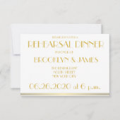 Tiny Gold Great Gatsby Wedding Rehearsal Invites Kaart (Voorkant)
