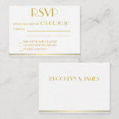 Tiny Gold Monogrammed Great Gatsby Wedding RSVP Informatiekaartje (Voorkant / Achterkant)