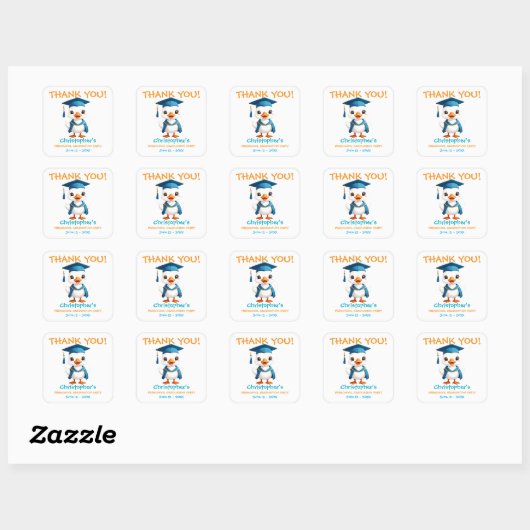 Tiny Goose Graduation Celebration Vierkante Sticker (Vel)