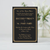 Tiny Great Gatsby Art Deco Black Wedding Invites Kaart (Staand voorkant)