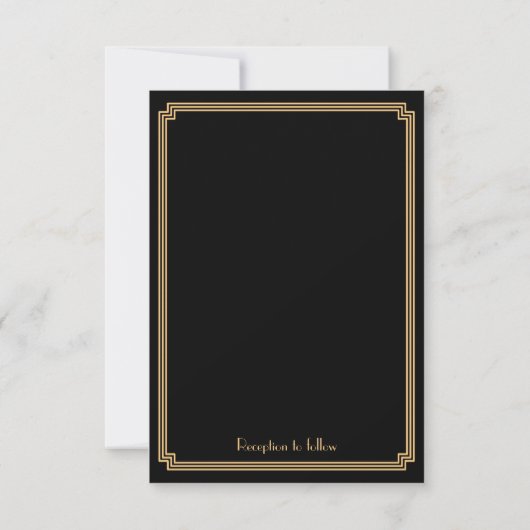 Tiny Great Gatsby Art Deco Black Wedding Invites Kaart (Achterkant)