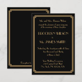 Tiny Great Gatsby Art Deco Black Wedding Invites Kaart (Voorkant / Achterkant)