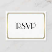 Tiny Great Gatsby Art Deco Gold Wedding RSVP Informatiekaartje (Achterkant)