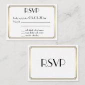 Tiny Great Gatsby Art Deco Gold Wedding RSVP Informatiekaartje (Voorkant / Achterkant)