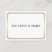 Tiny Great Gatsby Art Deco Gold White Weddenschap  Informatiekaartje (Achterkant)