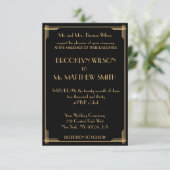 Tiny Great Gatsby Art Deco Wedding Invitations Kaart (Staand voorkant)