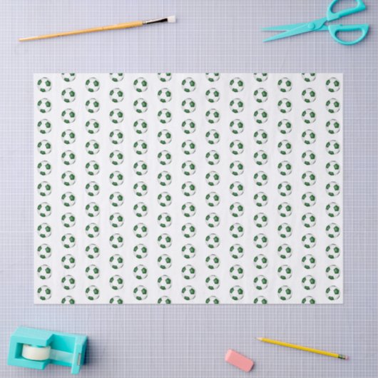 tiny green white soccer balls pattern tissuepapier (Craft)