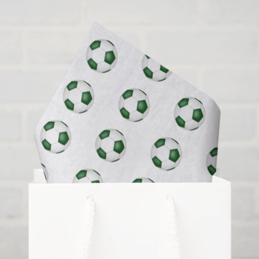 tiny green white soccer balls pattern tissuepapier (Cadeauzakje)