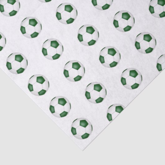 tiny green white soccer balls pattern tissuepapier (Detail)
