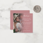 TINY-grootte | Dusty Roos Foto bruiloft Hartelijk  Notitiekaartje (Voorkant / Achterkant in situ)