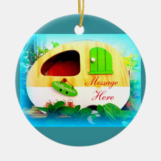 Tiny gypsy caravan casa keramisch ornament (Voorkant)