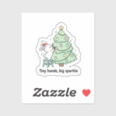 Tiny Handjes Grote Glans Knuffel Konijn Kerst Sticker (Vel)