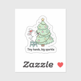 Tiny Handjes Grote Glans Knuffel Konijn Kerst Sticker