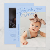 Tiny Hands Big Dreams Script Ijsblauw Foto Geboort Aankondiging (Voorkant / Achterkant)