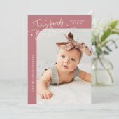 Tiny Hands Big Dreams Script Roze Foto Geboorteaan Aankondiging (Staand voorkant)