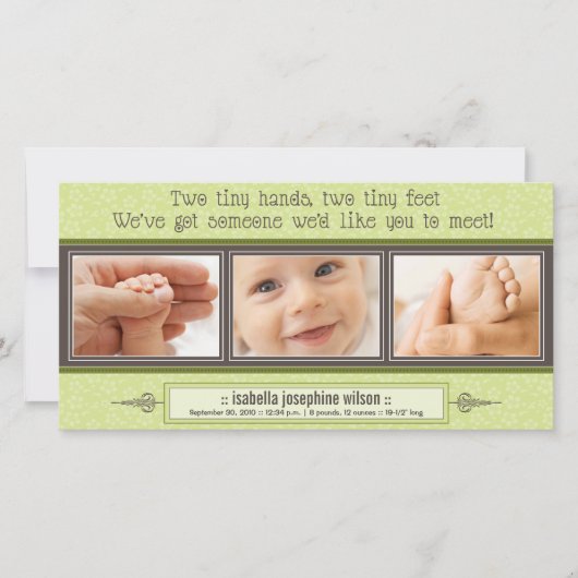 Tiny Hands, Tiny Feet Geboorteaankondiging (limoen Aankondiging (Voorkant)