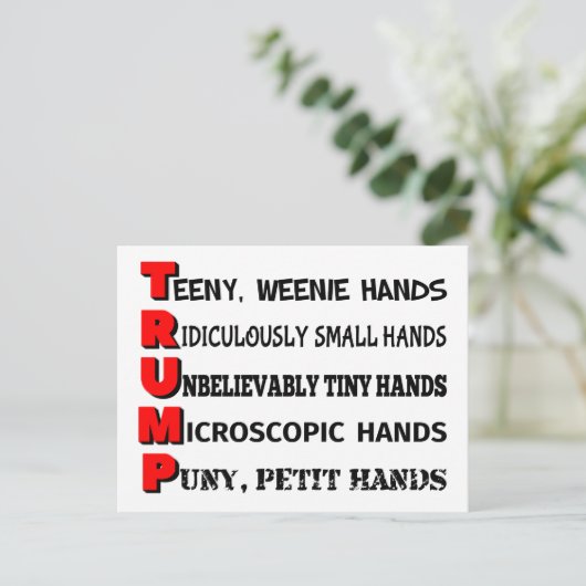 Tiny Hands Trump Post Card Briefkaart (Staand voorkant)