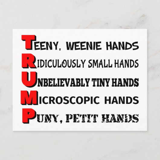 Tiny Hands Trump Post Card Briefkaart (Voorkant)