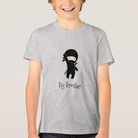 Tiny Happy Ninja beroemd gemaakt door Big Brother Tri-Blend Shirt (Voorkant)
