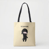 Tiny Happy Ninja Custom Name op Yellow Tote Bag (Voorkant)