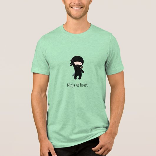 Tiny Happy Ninja in het hart Tri-Blend Shirt (Voorkant)