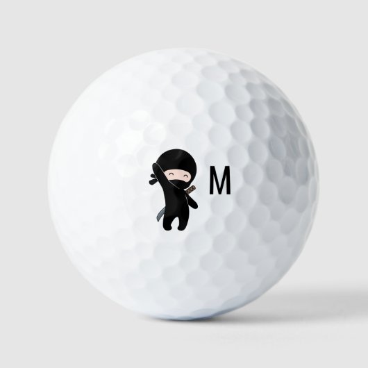 Tiny Happy Ninja Monogram Initiaal Golfballen (Voorkant)
