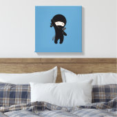 Tiny Happy Ninja op blauw Canvas Afdruk (Insitu (Slaapkamer))