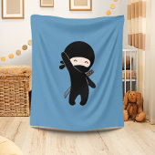 Tiny Happy Ninja op blauw Fleece Deken