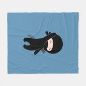 Tiny Happy Ninja op blauw Fleece Deken (Voorkant (Horizontaal))