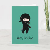 Tiny Happy Ninja op donkergroene verjaardag Kaart (Voorkant)