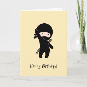 Tiny Happy Ninja op gele verjaardag Kaart