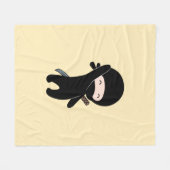 Tiny Happy Ninja op Yellow Fleece Deken (Voorkant (Horizontaal))