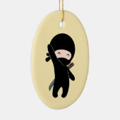 Tiny Happy Ninja op Yellow Keramisch Ornament (Rechts)