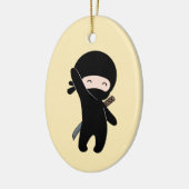 Tiny Happy Ninja op Yellow Keramisch Ornament (Links)