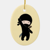 Tiny Happy Ninja op Yellow Keramisch Ornament (Voorkant)