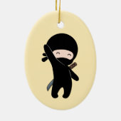 Tiny Happy Ninja op Yellow Keramisch Ornament (Achterkant)