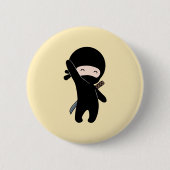 Tiny Happy Ninja op Yellow Ronde Button 5,7 Cm (Voorkant)