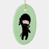 Tiny Happy Ninja over Green Keramisch Ornament (Rechts)